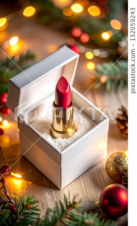 Lipstick in white gift box Lipstick in white gift box 132059243