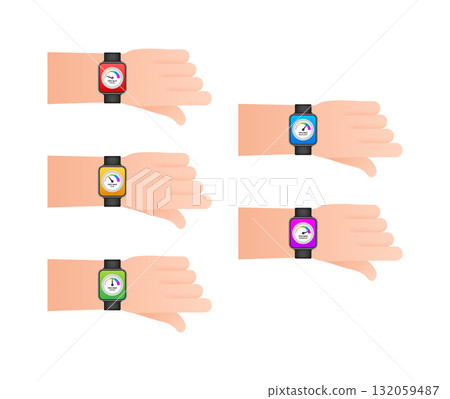 Smartwatch performance score gauge on hand wrist Smartwatch performance score gauge on hand wrist 132059487