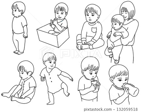 可愛的兒童插圖 132059518