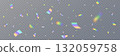 Holographic confetti falling on transparent background. Rainbow light hologram. Prism lens. Shiny festive decor. Crystal texture. Party celebration. Glamour design. Vector Illustration 132059758