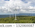 Renewable Wind Energy Turbines on Lush Green Mountain Landscape in Asia 132060087