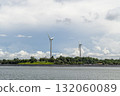 Renewable Wind Energy Turbines on Lush Green Mountain Landscape in Asia 132060089