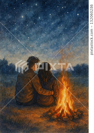 浪漫的星空之夜,溫暖而平靜,感受愛人的依賴。 浪漫的星空之夜,溫暖而平靜,感受愛人的依賴。 132060286