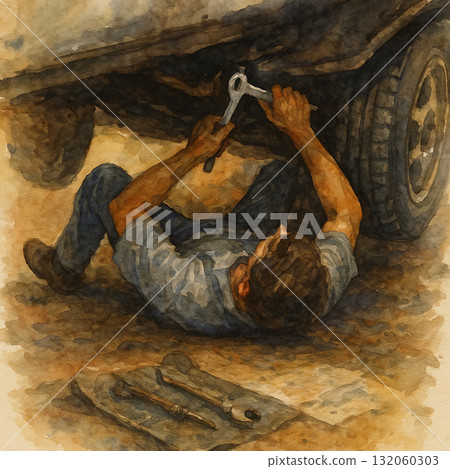 火車底維修工程師 | 工匠精神水彩畫 火車底維修工程師 | 工匠精神水彩畫 132060303