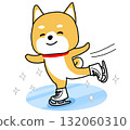 一隻柴犬穿著白色溜冰鞋熟練地在冰上滑行 132060310