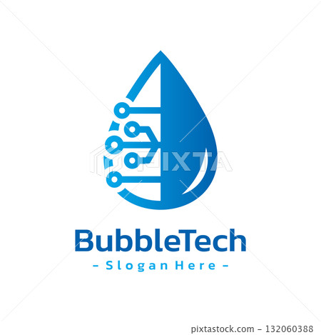 Digital Tech Drop Logo Template Design. Water droplet logotype icon. Vector illustration isolated 132060388