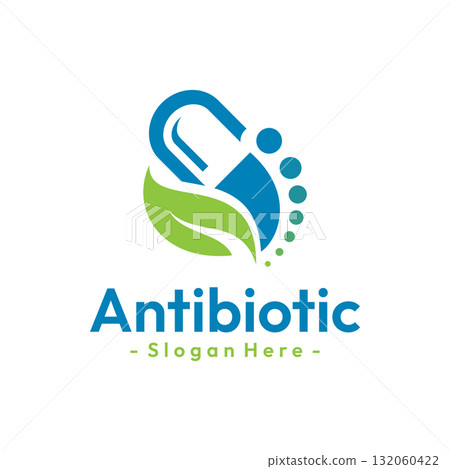 Antibiotic capsule icon vector. Healthy grow. Nutrition product logo concept. Antibiotic capsule icon vector. Healthy grow. Nutrition product logo concept. 132060422