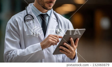 a portrait of a doctor with white coat 132060879
