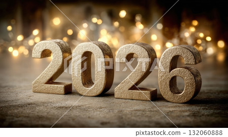 2026 arranged against a bright background 2026 arranged against a bright background 132060888