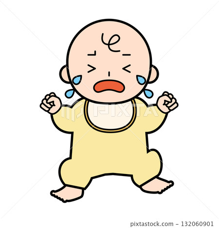 嬰兒大聲哭鬧的全身插圖 132060901