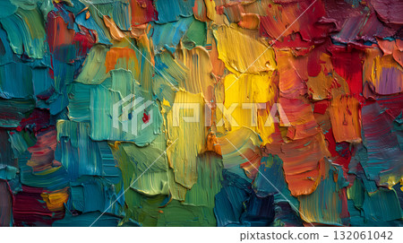 Abstract Impasto Painting with Layered Brushstrokes and Vibrant Color Transitions Abstract Impasto Painting with Layered Brushstrokes and Vibrant Color Transitions 132061042