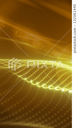 Abstract glowing yellow grid waves with dotted lines on golden background Abstract glowing yellow grid waves with dotted lines on golden background 132061440