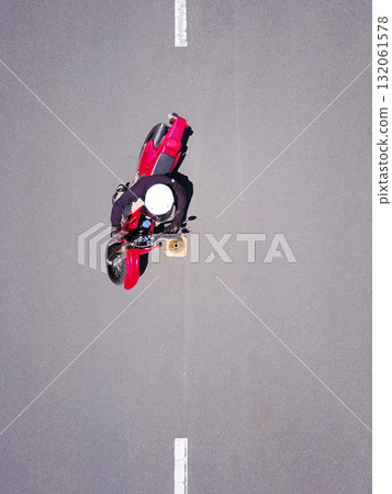 Motorcycle practicing slalom Motorcycle practicing slalom 132061578