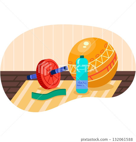 Fitness equipment vector gym sport exercise object Fitness equipment vector gym sport exercise object 132061588