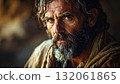 Portrait of a biblical character in a dramatic setting, showcasing deep emotion and a reflective moment in ancient times 132061865