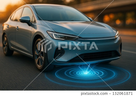 從道路充電的電動車 從道路充電的電動車 132061871