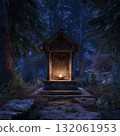 森林中一座燈火通明的小神社 132061953