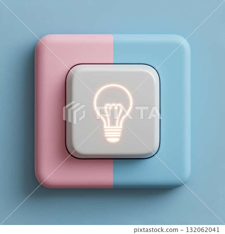 Light switch design with pink and blue colors featuring illuminated bulb icon for creativity Light switch design with pink and blue colors featuring illuminated bulb icon for creativity 132062041