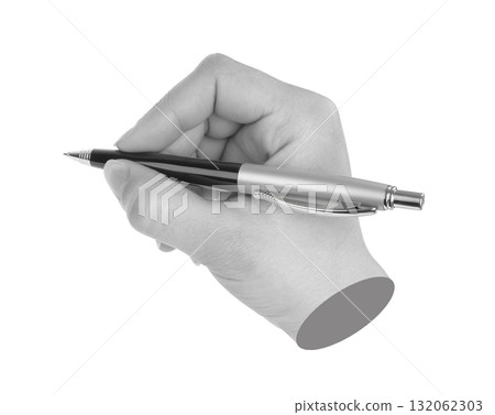 Hands with business pen isolated on transparent background. Contemporary art design Hands with business pen isolated on transparent background. Contemporary art design 132062303