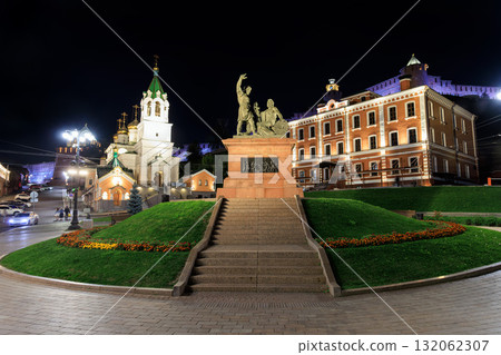 Minin and Pozharsky Monument at Kremlin Base Night Minin and Pozharsky Monument at Kremlin Base Night 132062307