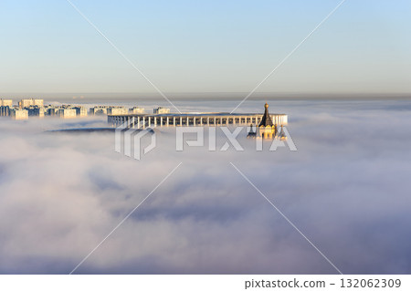 Fog Over River at Sunrise Nizhny Novgorod Fog Over River at Sunrise Nizhny Novgorod 132062309