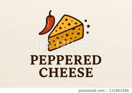 Pepper cheese illustration with chili pepper and dotted texture for culinary design 132062486
