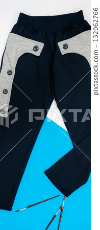 Blank training jogger pants color grey front view on white background Blank training jogger pants color grey front view on white background 132062766
