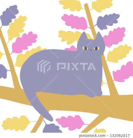 Cat resting on a tree 132062817