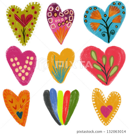 Set of Hearts . Whimsical collection. love Shapes for your design. Textured Valentine's Day signs. Hand Drawn illustration. Set of Hearts . Whimsical collection. love Shapes for your design. Textured Valentine's Day signs. Hand Drawn illustration. 132063014