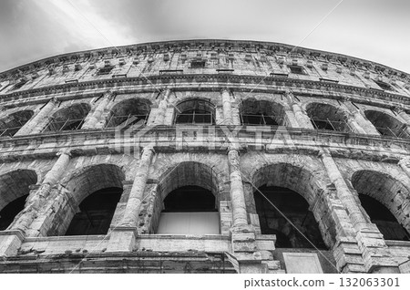 View over the Flavian Amphitheatre, aka Colosseum in Rome, Italy 132063301
