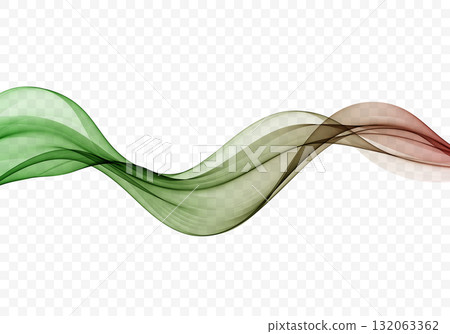 Elegant transparent wave in green, brown and red gradient tones creating smooth natural motion. Elegant transparent wave in green, brown and red gradient tones creating smooth natural motion. 132063362