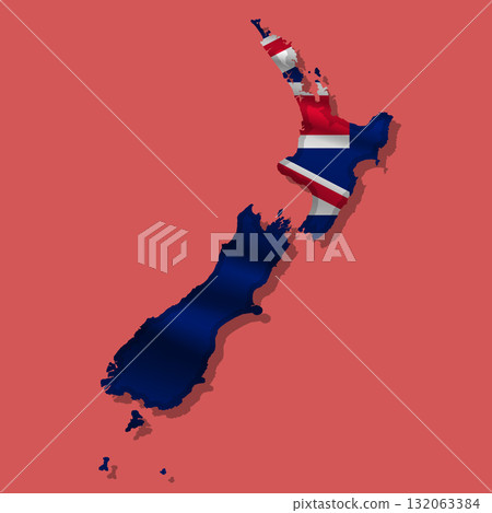 Vector flag New Zealand in the form of a map Vector flag New Zealand in the form of a map 132063384