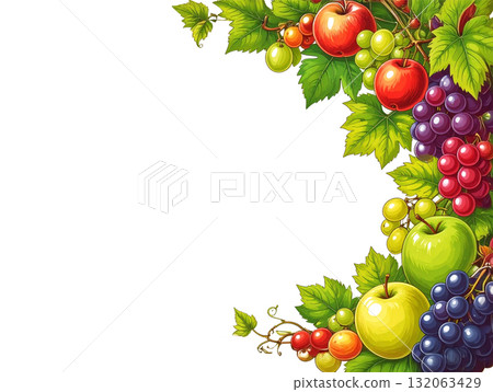 Background decorated with fruits 132063429
