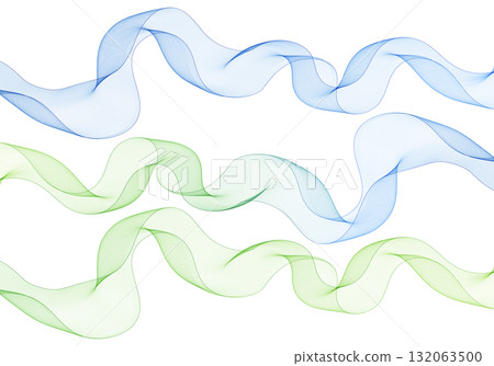 Three parallel mesh waves of blue and green colors on white. Eps 10 132063500