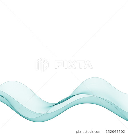 Horizontal wave of transparent turquoise smoke on a white background. Eps 10 132063502