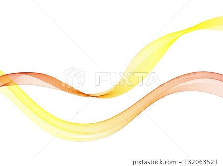 Two dynamic abstract waves of yellow and orange colors on a white background. Eps 10 132063521