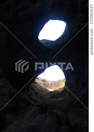 Looking Up from Inside Algarve Sea Cave 132063637