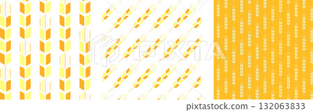 Deformed yellow and orange wheat ear pattern set 132063833