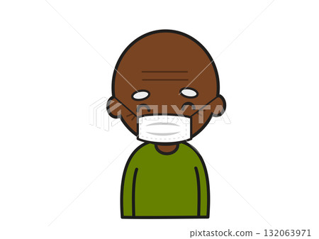 Illustration of a smiling black man wearing a mask 132063971