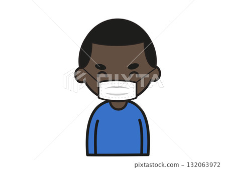 一位戴著面具微笑的年輕黑人男子的插圖 132063972