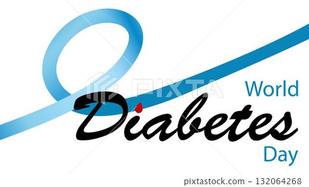 World Diabetes Day. 14th November 2025. Poster Design with Blue Ribbon,  Blood Drop,  Illustration. Best for Diabetes Awareness Campaign, Banner,Template. Vector Illustration 132064268