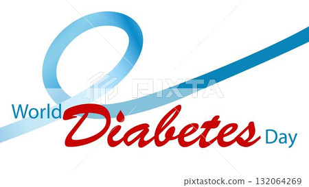 World Diabetes Day. 14th November 2025. Poster Design with Blue Ribbon,  Blood Drop. Best for Diabetes Awareness Campaign, Banner,Template.  132064269