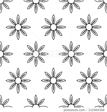 Elegant floral seamless pattern with daisy blossoms on white background graphic Elegant floral seamless pattern with daisy blossoms on white background graphic 132064308