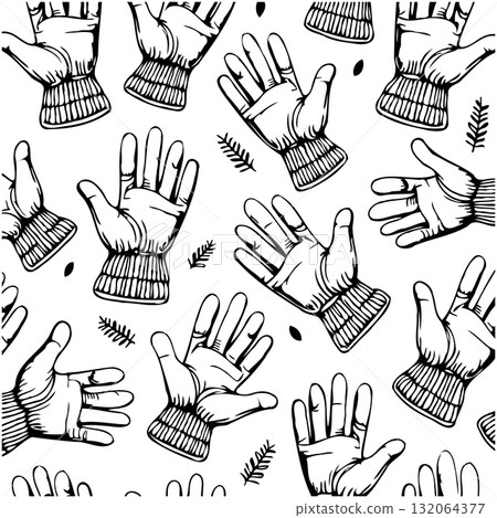 Seamless hand-drawn glove pattern for winter fashion and seasonal designs Seamless hand-drawn glove pattern for winter fashion and seasonal designs 132064377