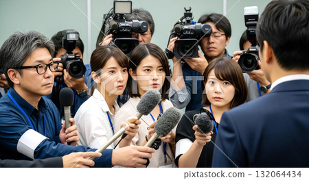 記者包圍了該男子 132064434