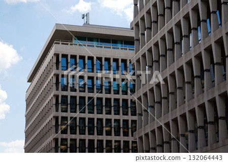 Former Banque Lambert by architect Gordon Bunshaft modernist building architectural detail, ING Marnix, Group Dutch multinational banking and financial services headquarters in Brussels, Belgium Former Banque Lambert by architect Gordon Bunshaft modernist building architectural detail, ING Marnix, Group Dutch multinational banking and financial services headquarters in Brussels, Belgium 132064443