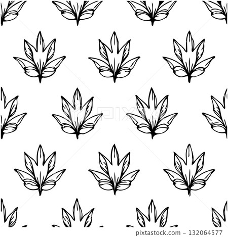 Seamless pattern of hand-drawn leaves in black and white for creative backgrounds Seamless pattern of hand-drawn leaves in black and white for creative backgrounds 132064577