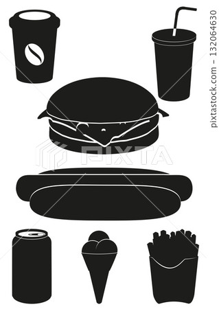 fast food black silhouette cartoon stock vector illustration fast food black silhouette cartoon stock vector illustration 132064630