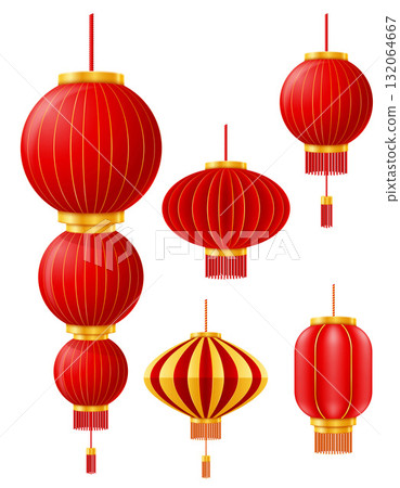red chinese lanterns for holiday and festival decoration vector illustration 132064667