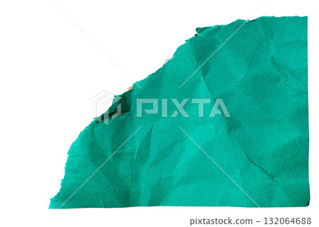 Green torn cardboard isolated on a white background Green torn cardboard isolated on a white background 132064688